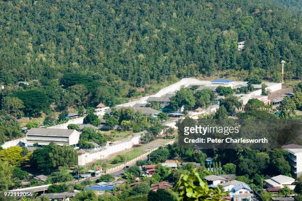 View of the prison on the outskirts of Mae Hong Son. Most of the inmates in this jail are convicted of drug related crimes, this being part of the...