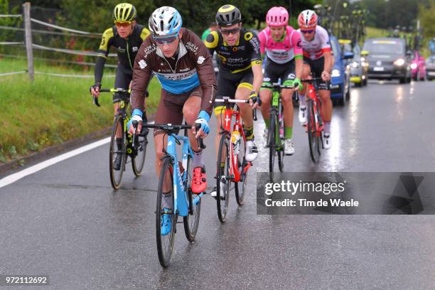 Nans Peters of France and Team AG2R La Mondiale / Christopher Juul Jensen of Denmark and Team Mitchelton-Scott / Paul Ourselin of France and Team...