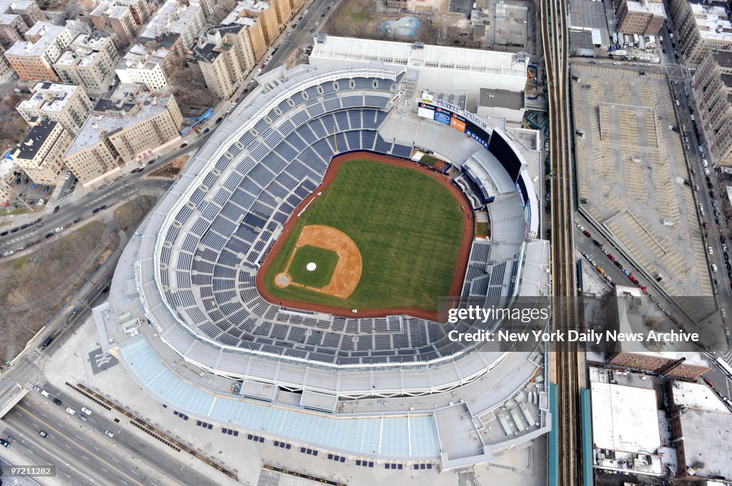 Aerial photo of the new Yankee Stadium.