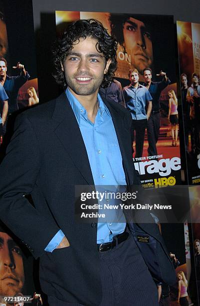 Adrian Grenier is at the Loews Cineplex E-Walk theater for the New York premiere of the TV movie "Entourage."