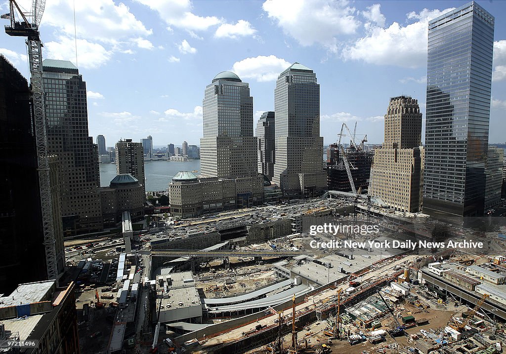 Aerial Elevated view of the World Trade Center site Ground Z