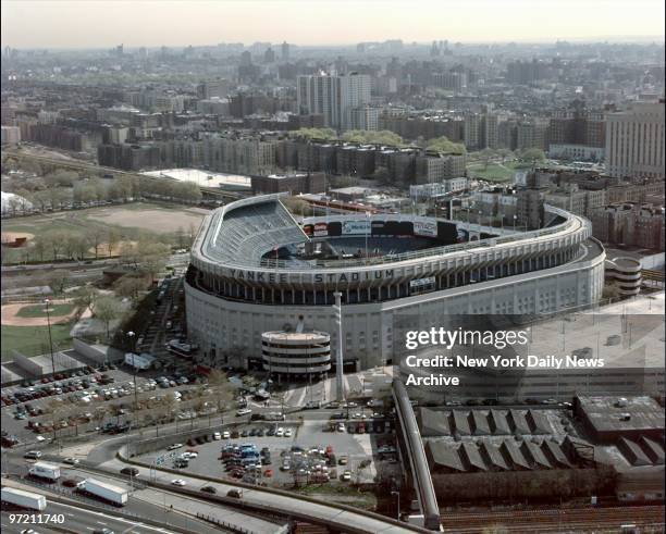 Aerial of Yankee Stadium in the Bronx.