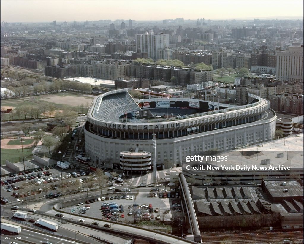 Aerial of Yankee Stadium in the Bronx.