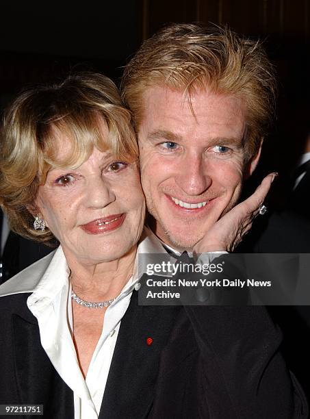 Actress Jeanne Moreau with Master of Ceremonies Matthew Modine at the French Institute Alliance Fran?aise's 10th Annual Troph?e des Arts Gala at the...