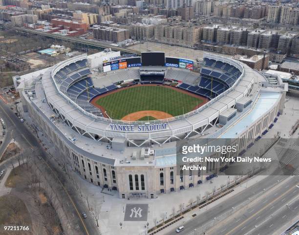 Aerial photos of the new Yankee Stadium in the Bronx.
