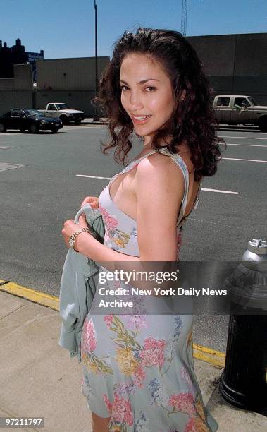 Actress Jennifer Lopez star of movie My Family My Family is pictured on spring day on 10th Ave... She is also the co star in the soon to be released...