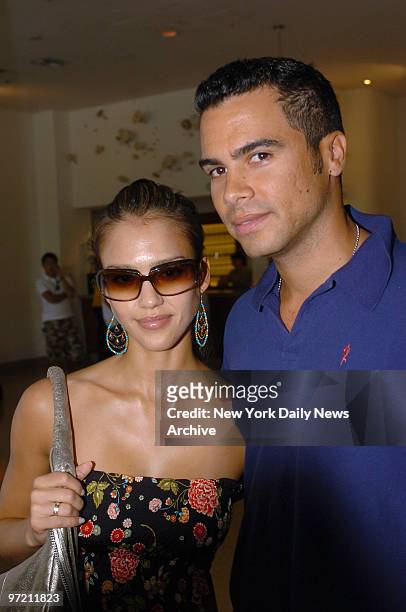Actress Jessica Alba and boyfriend Cash Warren are on hand at the Ritz-Carlton, South Beach hotel in Miami Beach, Fla., for a party hosted by Ocean...