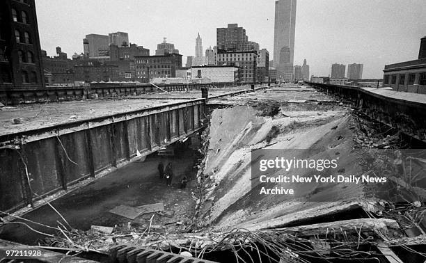 An 80-foot section of the Westside Highway, near Canal Street, collapsed under the weight of a work truck.