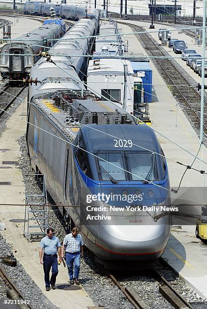 An Acela Express train is in the Race St. Yard in Philadelphia for inspection. Amtrak, the financially troubled passenger rail operator, says that...