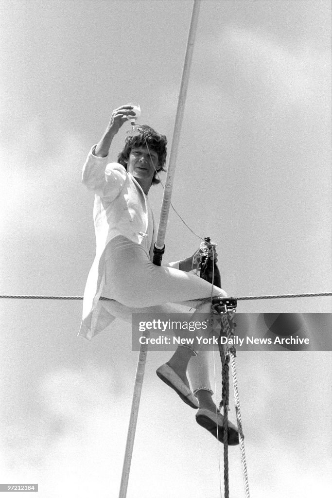 Aerialist Philippe Petit, best known for his unauthorized 19