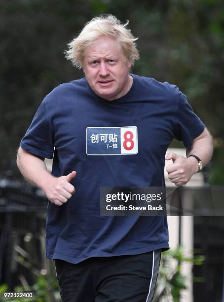 Foreign Secretary Boris Johnson MP out on an early morning Jog ahead of the weekly Cabinet meeting and the later vote in the House of Commons to give...