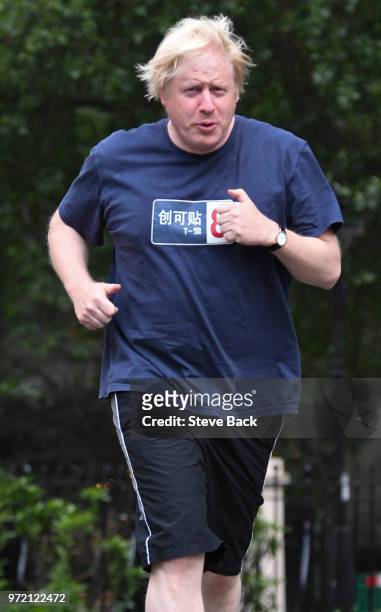Foreign Secretary Boris Johnson MP out on an early morning Jog ahead of the weekly Cabinet meeting and the later vote in the House of Commons to give...