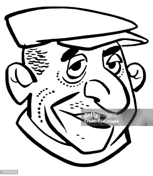 man in cap - toughness stock illustrations