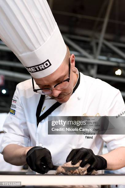 Ismo Sipelainen of Finland cooks during the Europe 2018 Bocuse d'Or International culinary competition. Best ten teams will access to the world final...