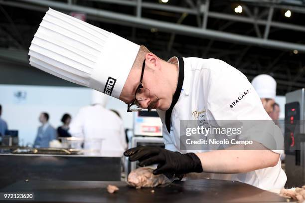 Ismo Sipelainen of Finland cooks during the Europe 2018 Bocuse d'Or International culinary competition. Best ten teams will access to the world final...