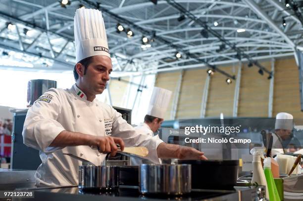 Martino Ruggieri of Italy cooks during the Europe 2018 Bocuse d'Or International culinary competition. Best ten teams will access to the world final...