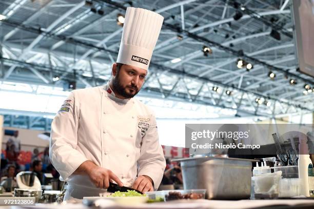 Mutlu Sevket Yilmaz of Turkey cooks during the Europe 2018 Bocuse d'Or International culinary competition. Best ten teams will access to the world...