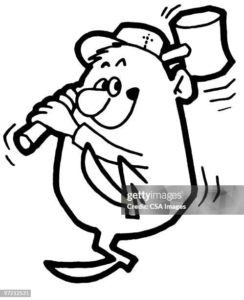 man with hammer - swinging sledgehammer stock illustrations