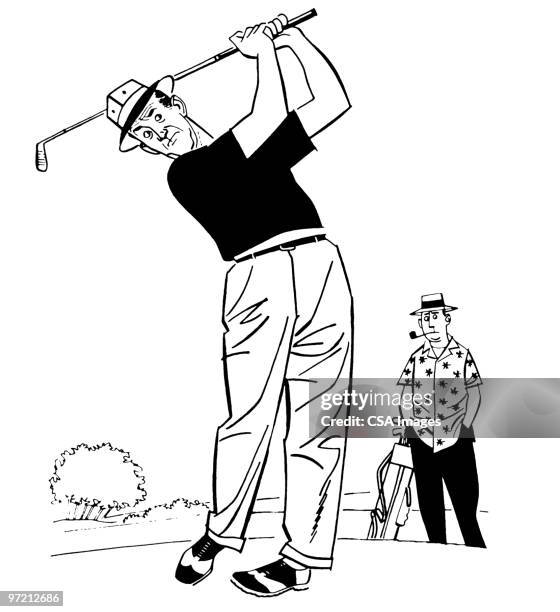 golf - two men golfing stock illustrations
