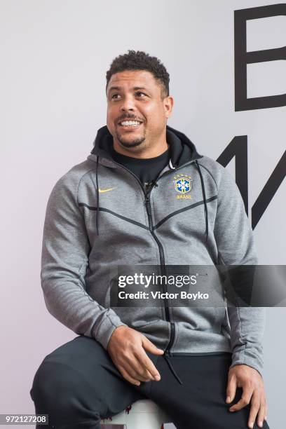 Ronaldo attends the opening of Box MSK at Gorky Park on June 12, 2018 in Moscow, Russia. Brazil football icon Ronaldo and Russia legend Andrey...