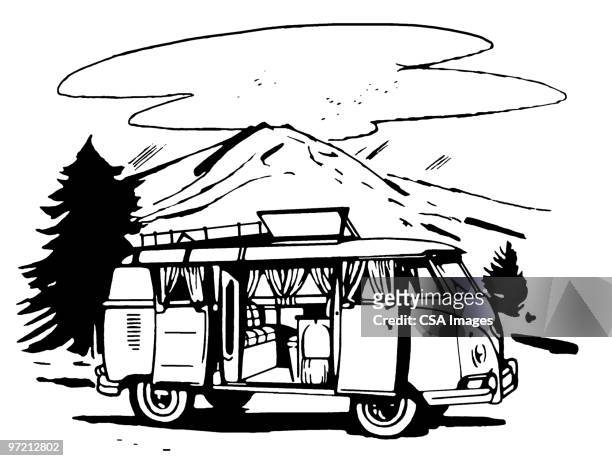 camper - camping bus stock illustrations
