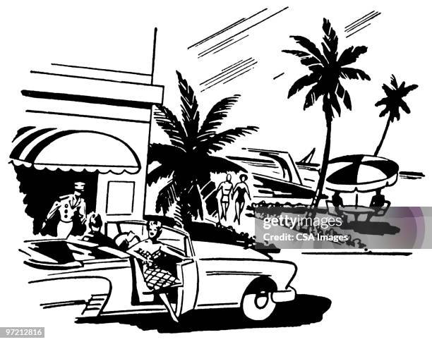 tropical resort - tourist resort stock illustrations