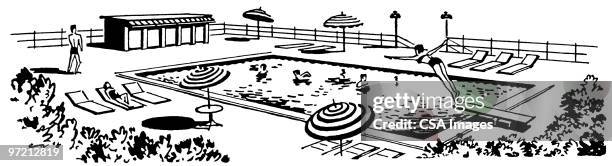 swimming pool - tourist resort stock illustrations