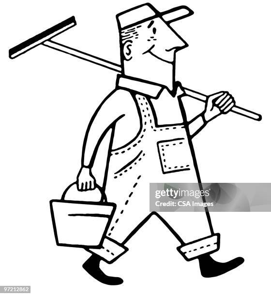 janitor - squeegee stock illustrations