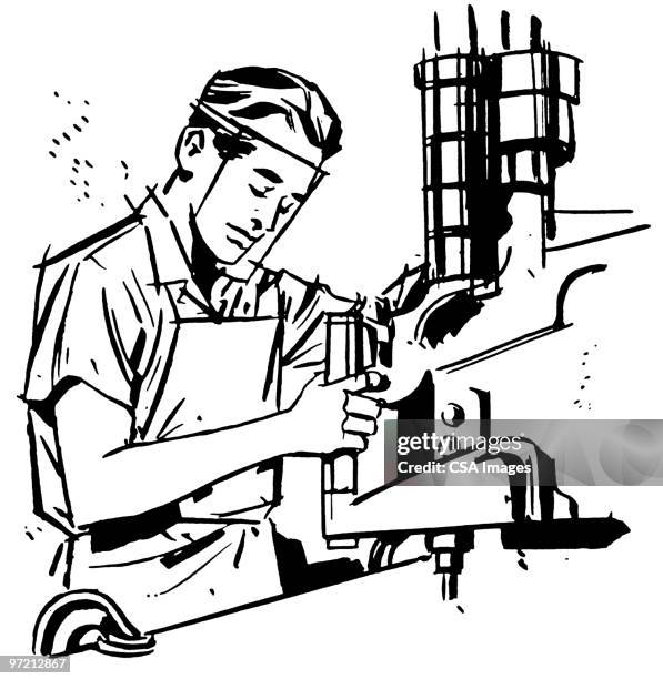 press operator - drill machine stock illustrations