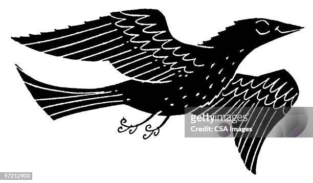 ilustrações de stock, clip art, desenhos animados e ícones de eagle - corvo pássaro