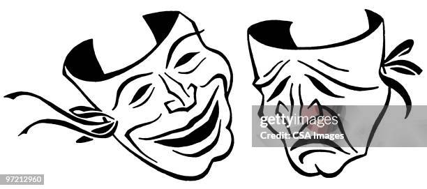 comedy and tragedy masks - stage theater stock illustrations