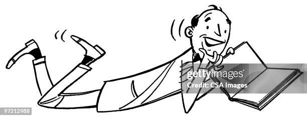 man reading - curious expression stock illustrations