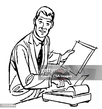 Man Using Adding Machine High-Res Vector Graphic - Getty Images