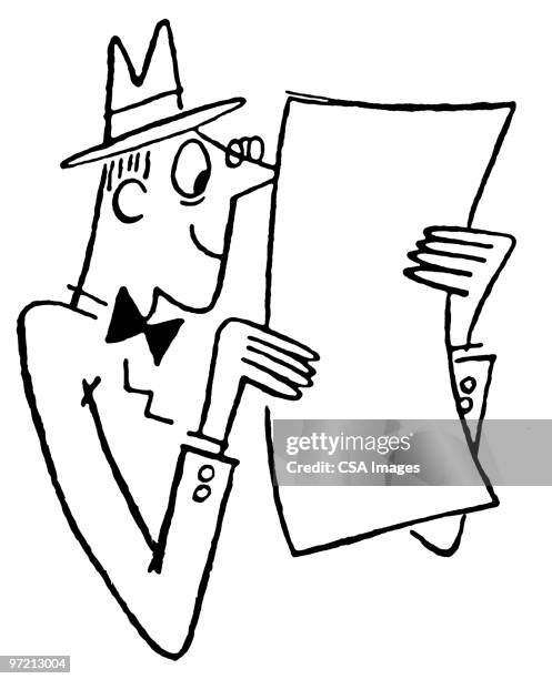 man reading a document - reading glasses stock illustrations