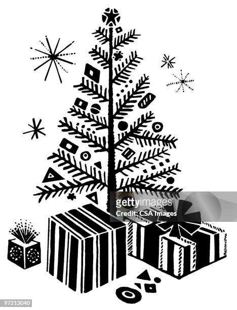 christmas tree - wrapped stock illustrations