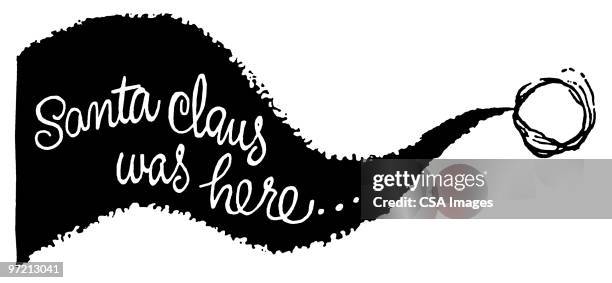 santa claus was here... - brush script font stock illustrations