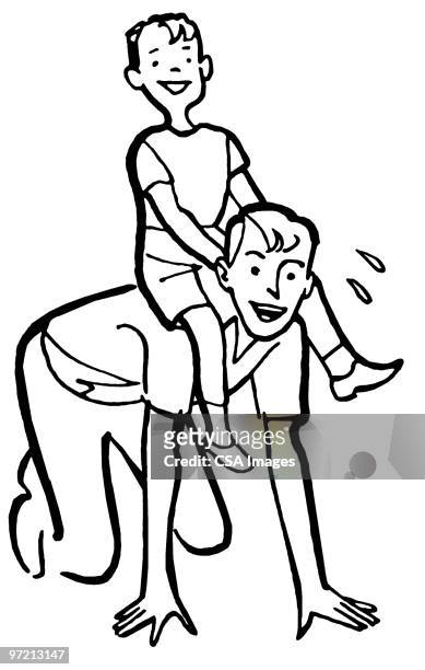 horsey ride - teen babysitting stock illustrations