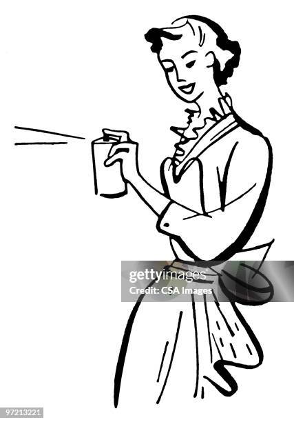 woman with aerosol can - deo stock-grafiken, -clipart, -cartoons und -symbole