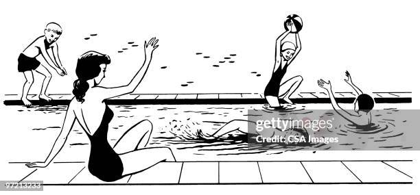 swimming pool - diving into water stock illustrations