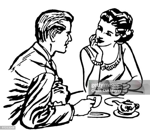 couple at dinner - dining stock illustrations