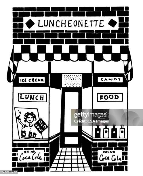 luncheonette - restaurant facade stock illustrations