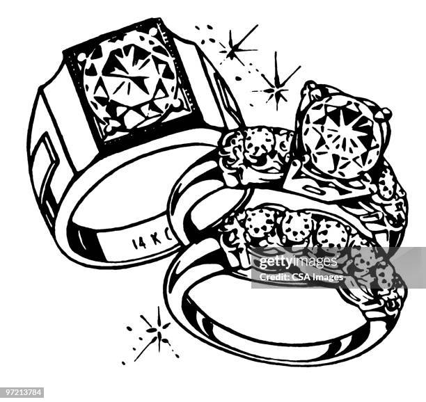 diamond rings - gemstone stock illustrations