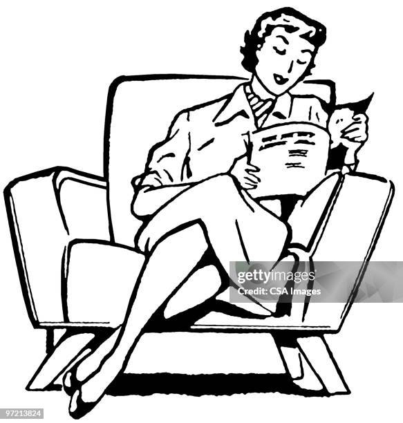 reading - person reading magazine stock illustrations
