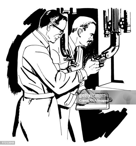 scientists - two scientists stock illustrations