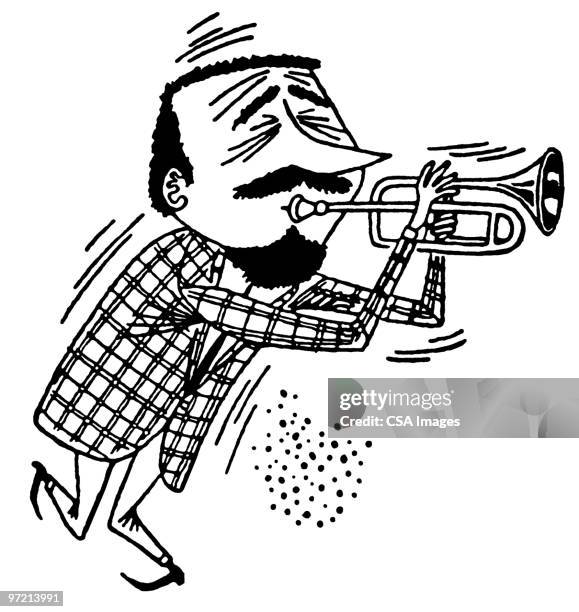 stockillustraties, clipart, cartoons en iconen met trumpeter - beatnik