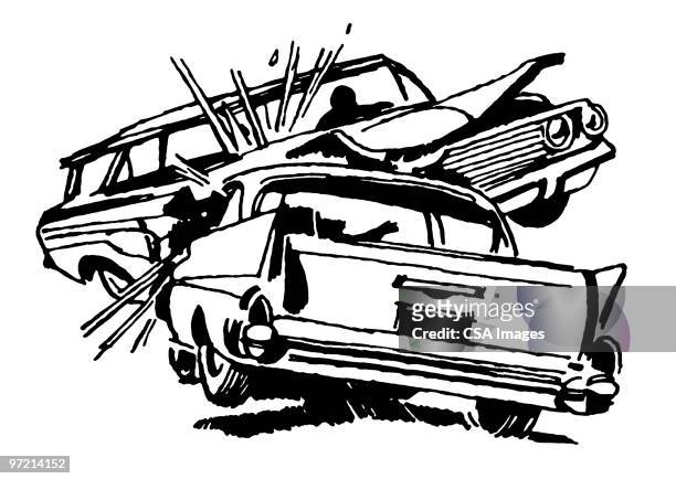 two car collision - car crash stock illustrations
