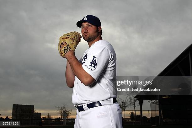Jonathan Broxton of the Los Angeles Dodgers poses during media photo day on February 27, 2010 at the Ballpark at Camelback Ranch, in Glendale,...