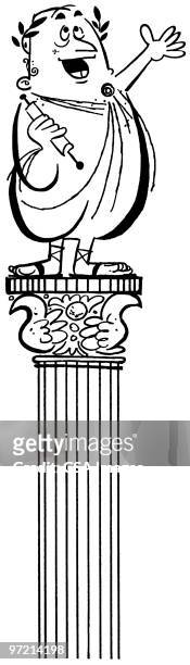 greek orator on top of column - sockel stock-grafiken, -clipart, -cartoons und -symbole