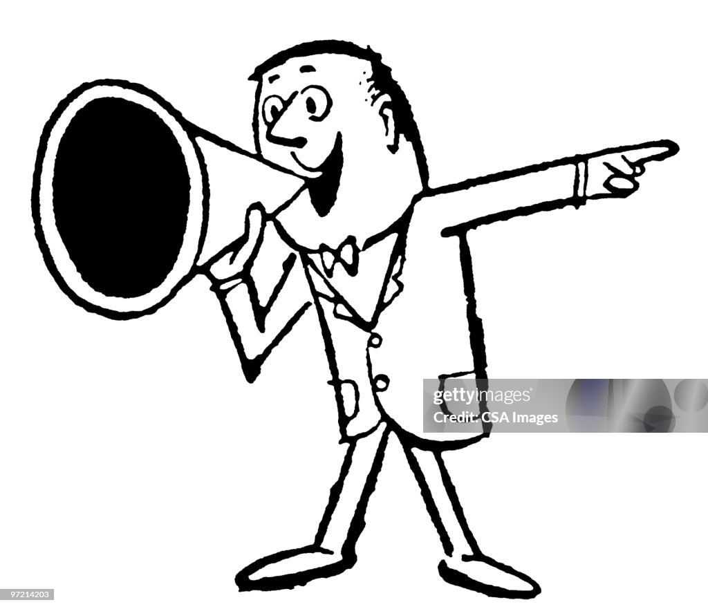 Man calling Out with Megaphone
