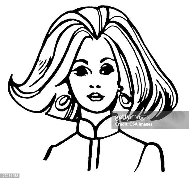 woman with large straight pink hair - jacket stock illustrations